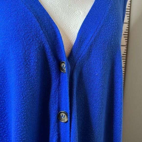 Faded Glory blue button front long sleeve V-neck cardigan light weight plus size - Picture 4 of 12